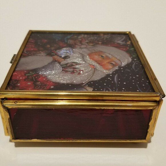 Vintage Via Vermont Santa Christmas Trinket, Jewelry Box 1994 - Picture 3 of 12